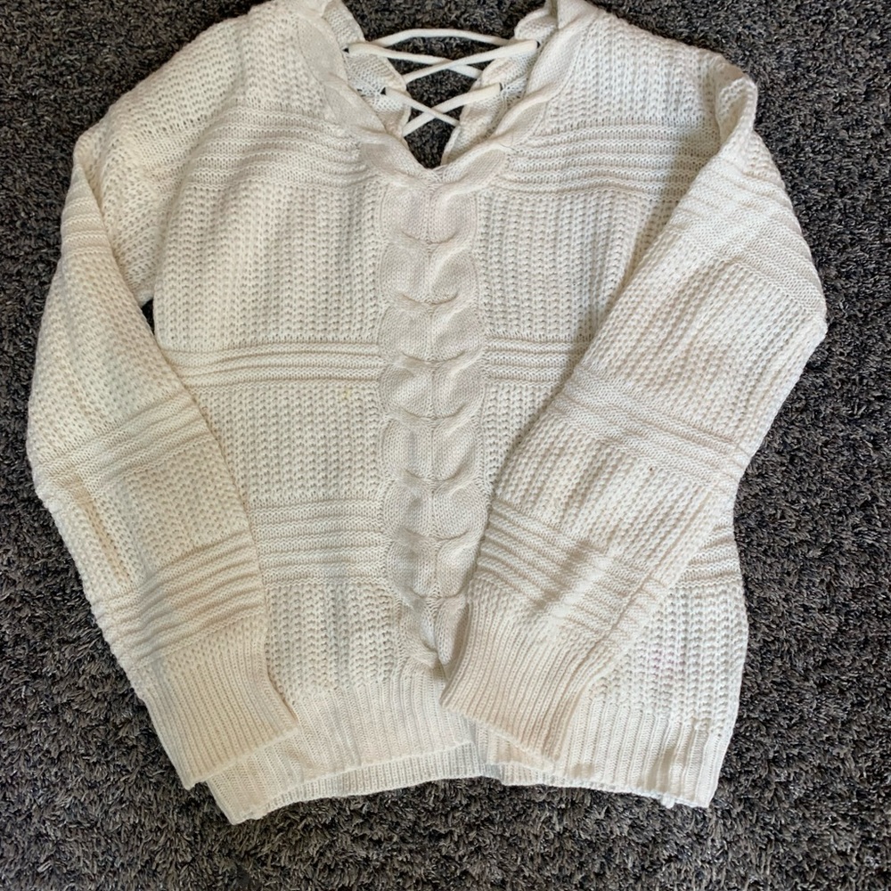 No Boundaries Cream V-Neck Sweater